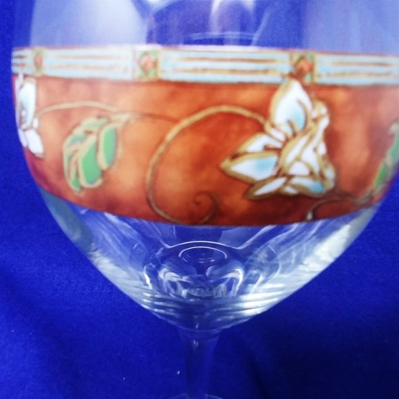 Water Wine Beverage Goblet by Pfaltzgraff "Mission Flower" Pattern Set of 2 - Picture 2 of 6